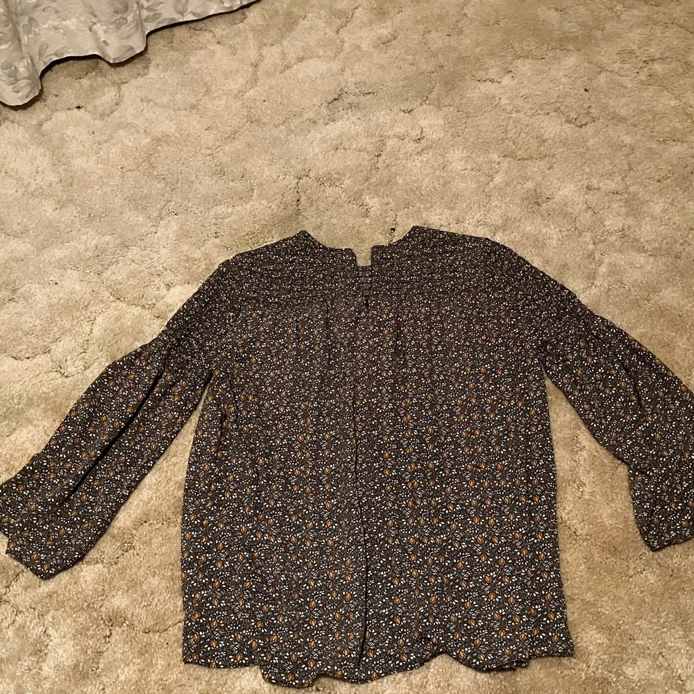 Michael Kors Black and Gold Floral Blouse